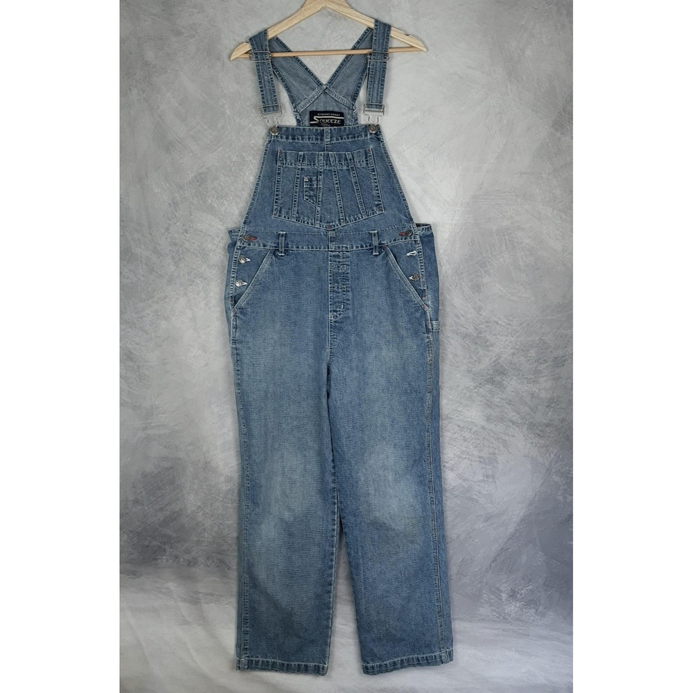 Vintage Squeeze Denim Overalls Womens Large Blue Carpenter Workwear Y2K